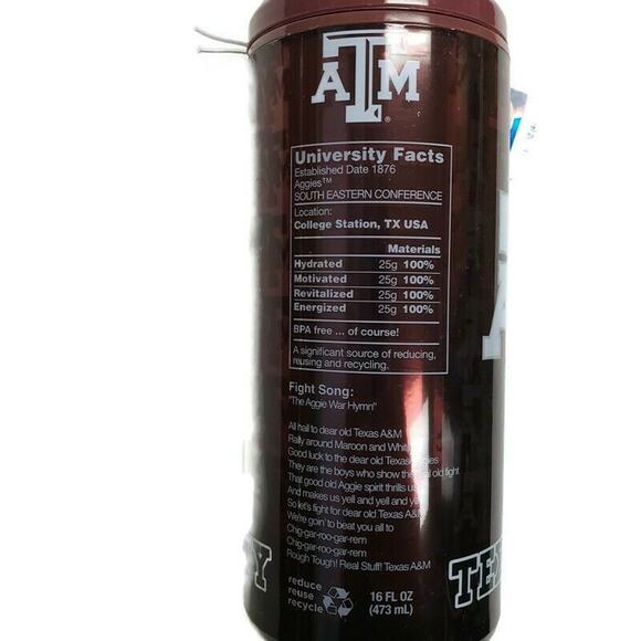 Texas A&M Aggies Travel Mug Can 16oz NCAA Twist Off Lid BPA Cool Gear SEC - Picture 4 of 4